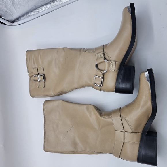 Dolce Vita Evi Leather Moto Boots Women’s Size 7 Natural Cream NWOB - Picture 5 of 10